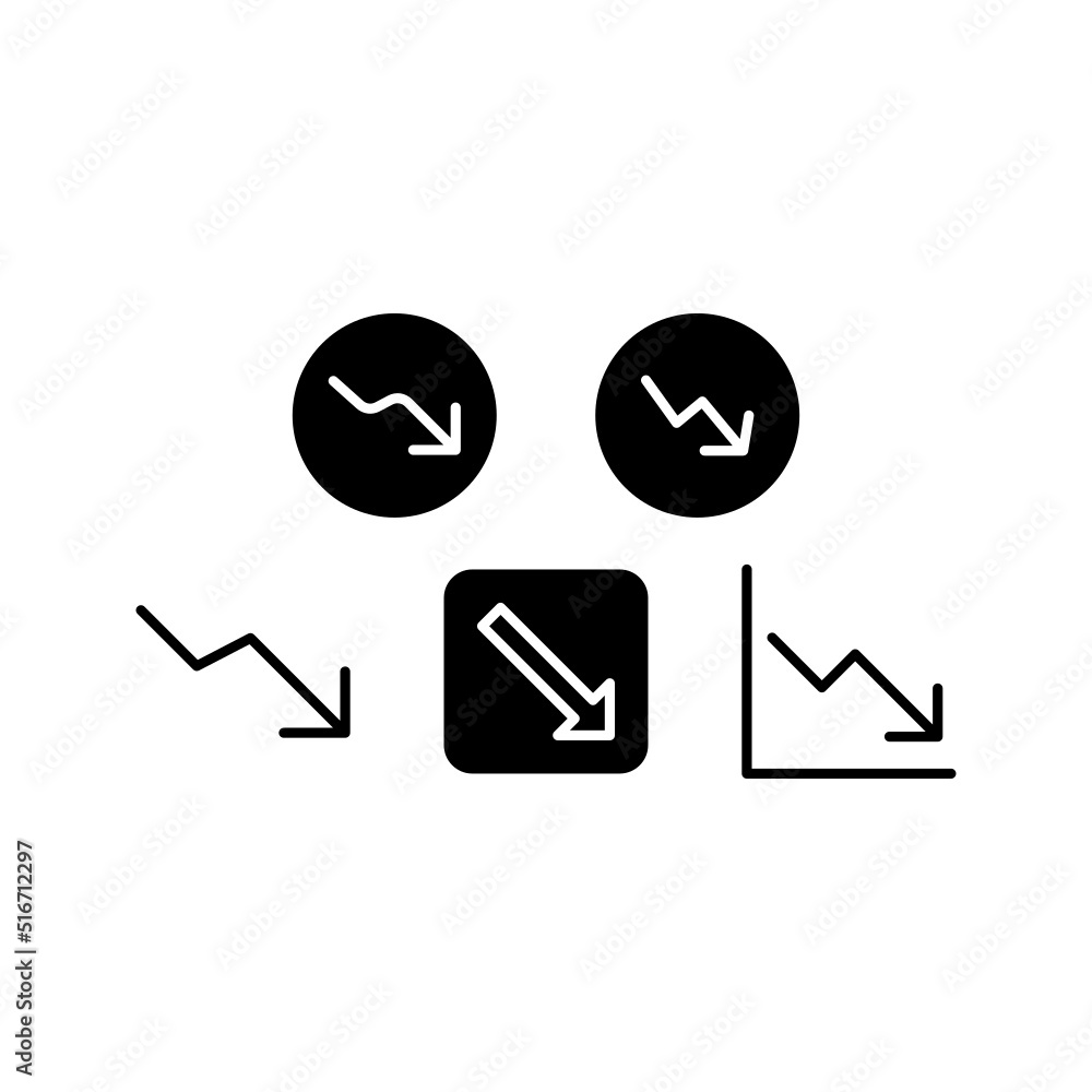 Trend Down Icon Set Vector Symbol Design Illustration Trend Down Icon Set Vector Symbol Design Illustration