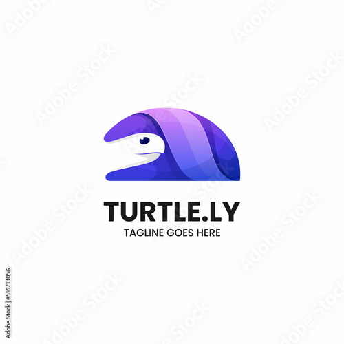 Vector Logo Illustration Turtle Gradient Colorful Style.
