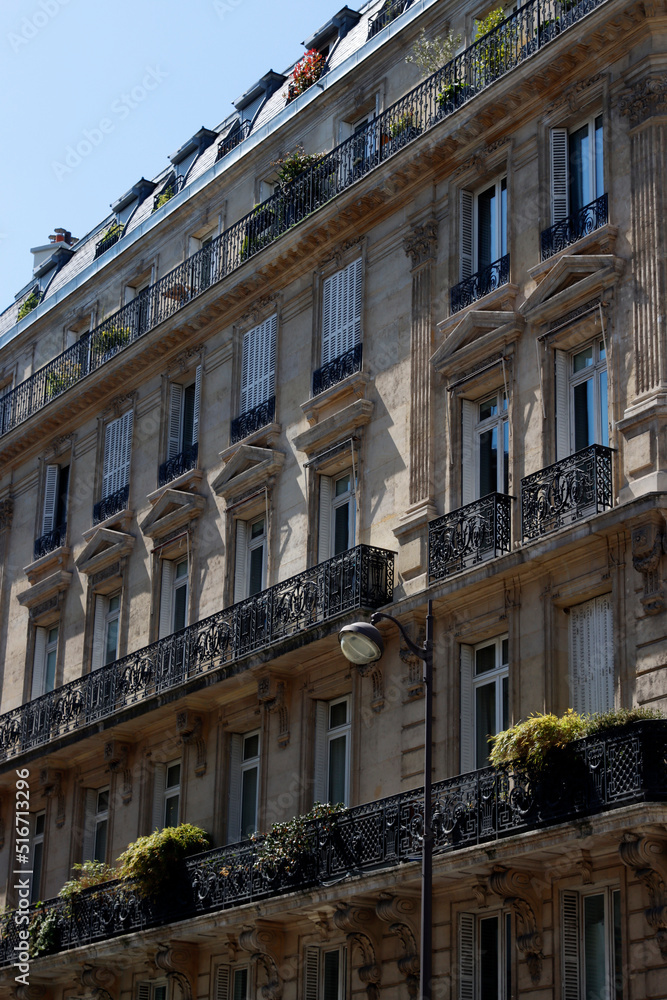Facade of an apartment building in Paris