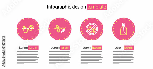 Set line No trash, Bottle of liquid soap, Problem pollution the ocean and icon. Vector