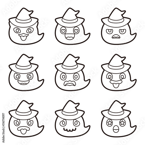 ハロウィン おばけ セット ぬりえ