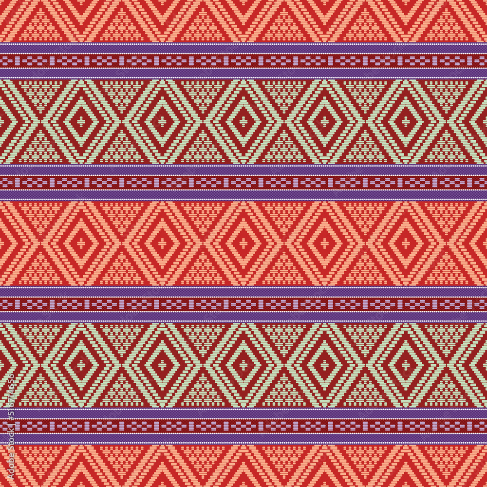 Ikat Ethnic Seamless Pattern in style of Asian Tribal.
Abstract vector pattern ornament for fabrics, interiors, printing, goods, package, wallpaper, patchwork