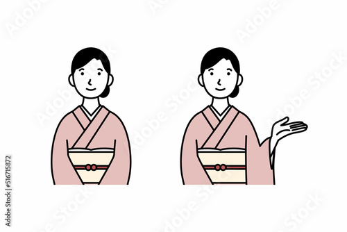案内をする和服の女性