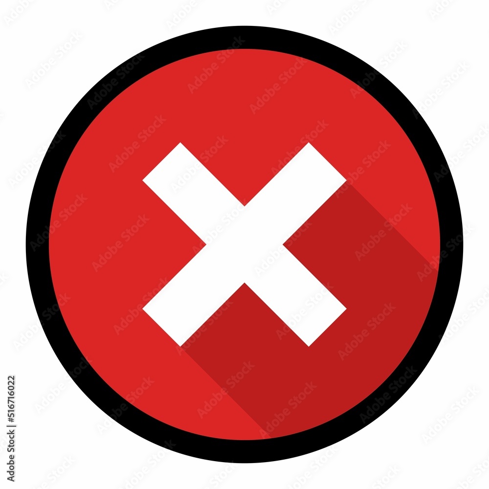 Wrong marks, Cross marks, Rejected, Disapproved, No, False, Not Ok, Wrong Choices, Task Completion, Voting. - vector mark symbols in red. Black stroke and shadow design. Isolated icon. Wrong marks, Cross marks, Rejected, Disapproved, No, False, Not Ok, Wrong Choices, Task Completion, Voting. - vector mark symbols in red. Black stroke and shadow design. Isolated icon.