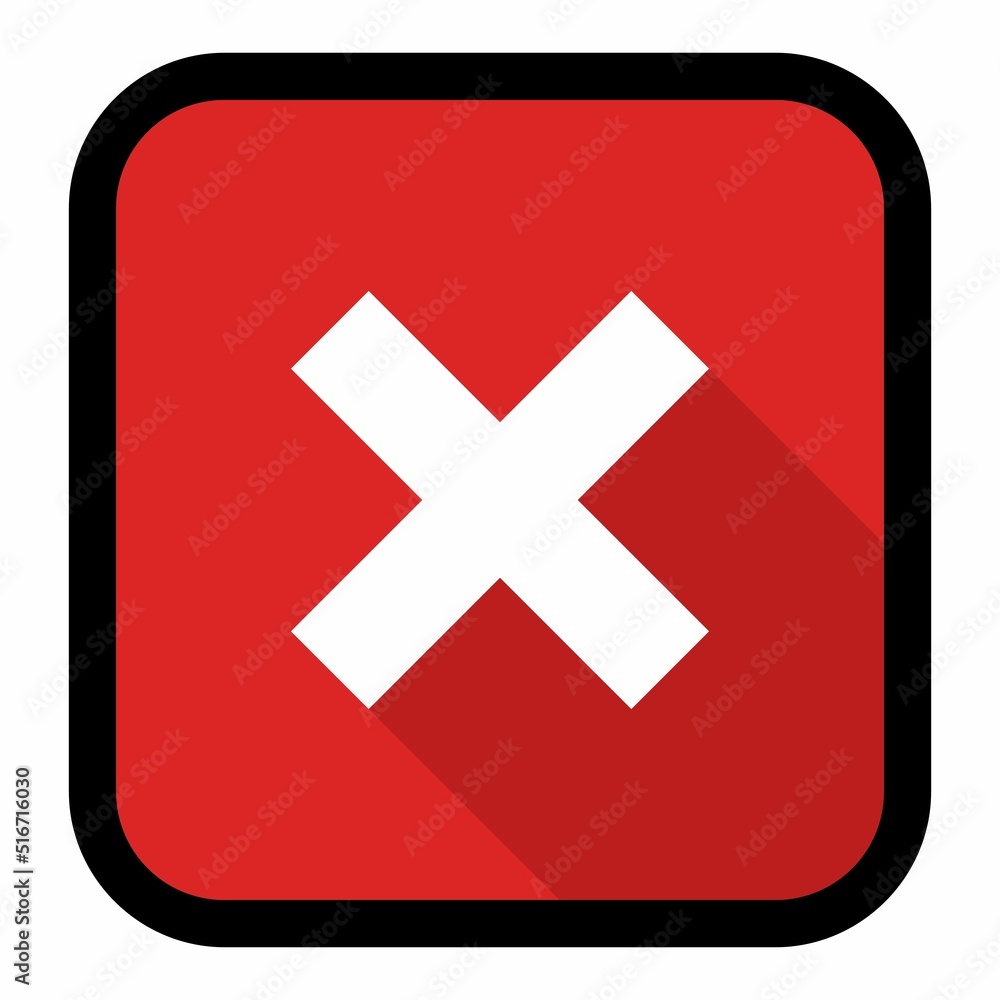 Obraz premium Wrong marks, Cross marks, Rejected, Disapproved, No, False, Not Ok, Wrong Choices, Task Completion, Voting. - vector mark symbols in red. Black stroke and shadow design. Isolated icon.