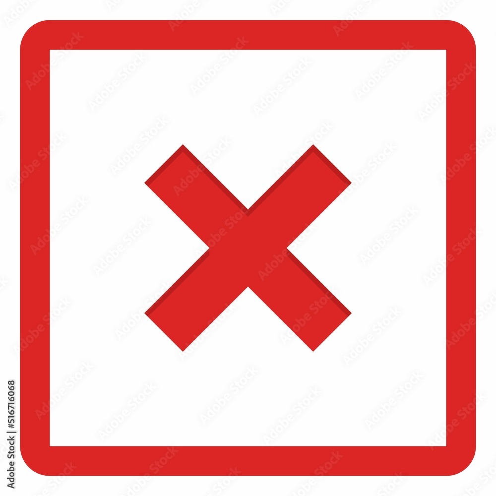 Fototapeta premium Wrong marks, Cross marks, Rejected, Disapproved, No, False, Not Ok, Wrong Choices, Task Completion, Voting. - vector mark symbols in red. Isolated icon.