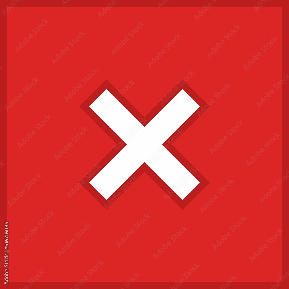Fototapeta premium Wrong marks, Cross marks, Rejected, Disapproved, No, False, Not Ok, Wrong Choices, Task Completion, Voting. - vector mark symbols in red. Isolated icon.