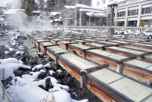 Yubatake Kusatsu Onsen spring in Gunma, Japan