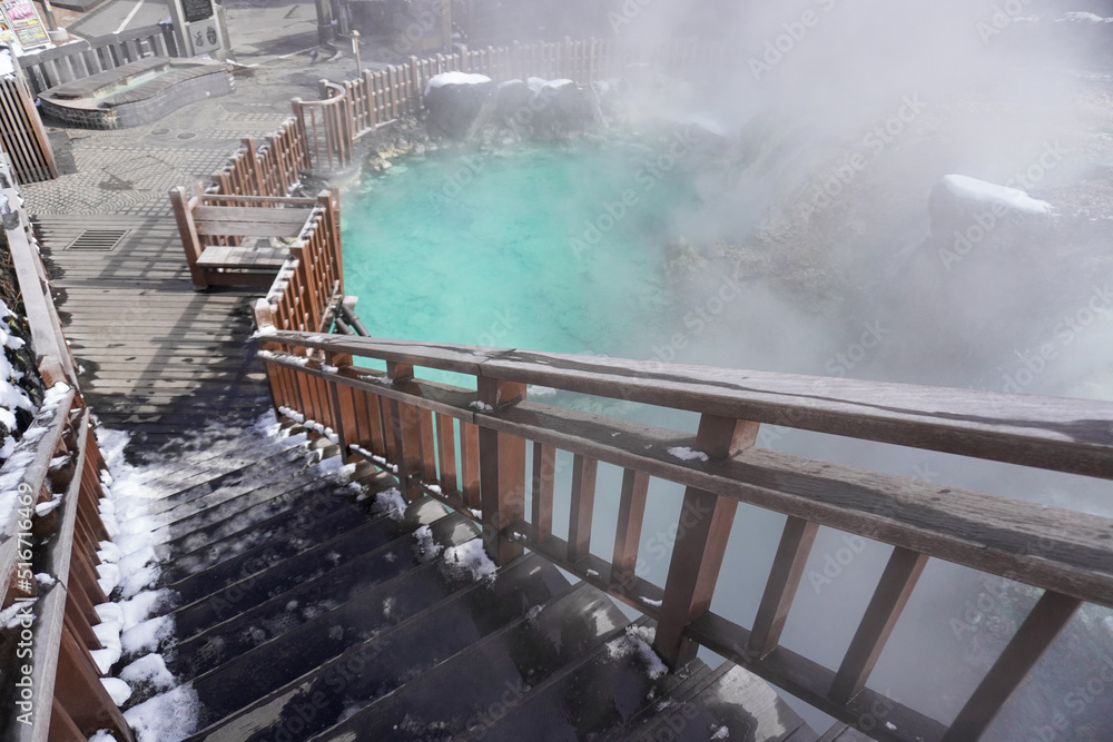 Fototapeta premium Yubatake Kusatsu Onsen spring in Gunma, Japan