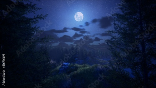 Night Environment Landscape 3D Render 3 © Danum
