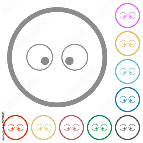 Watching eyes outline flat icons with outlines