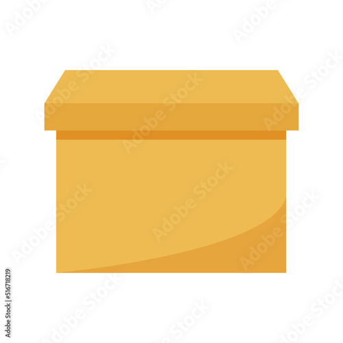 Closed cardboard box semi flat color vector object. Full sized item on white. Packaging for collecting clothes and food. Simple cartoon style illustration for web graphic design and animation