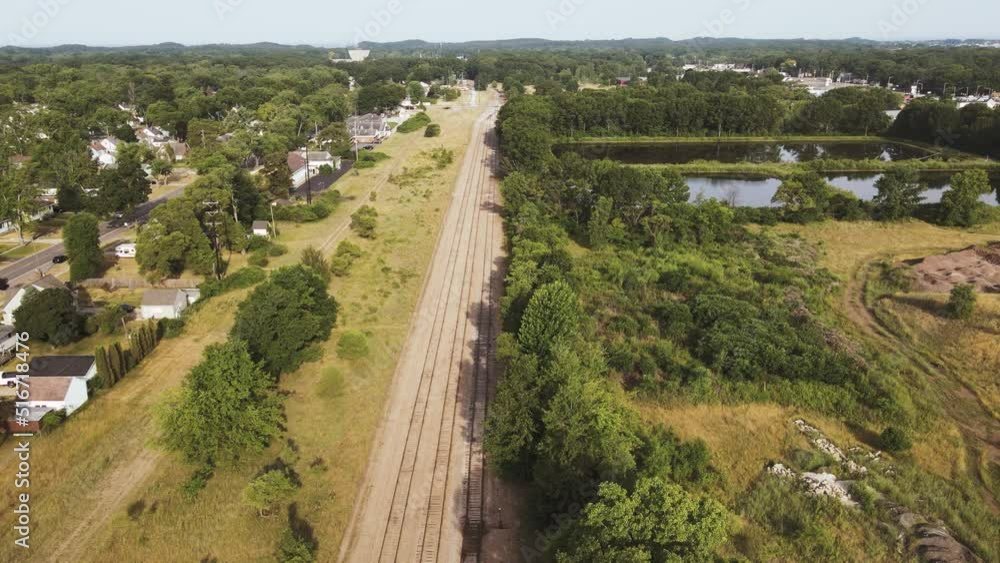 High altitude pass over a railroad in Muskegon, MI. High altitude pass over a railroad in Muskegon, MI.