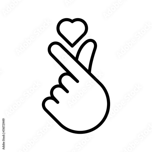 Korean symbol hand heart, a message of love hand gesture. Vector illustration.