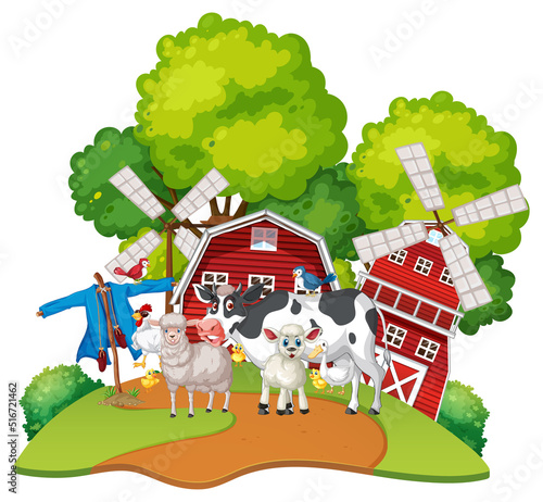 Many farm animals in the farm