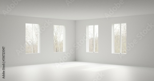 empty room with a window made in 3d