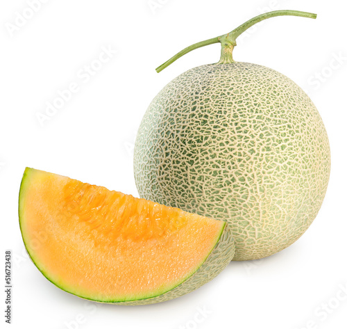 Orange melons isolated on white background, Melon or cantaloupe isolated on white background With clipping path.