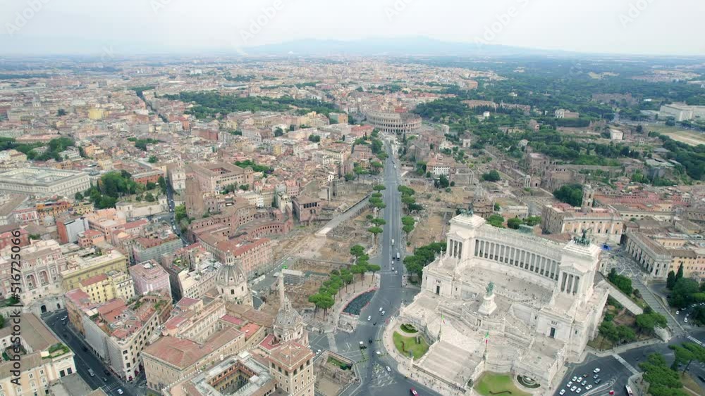 4K Aerial of the colosseum and the center of Rome, Italy. 4K Aerial of the colosseum and the center of Rome, Italy.