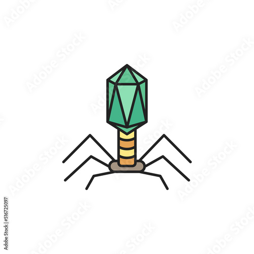 Bacteriophage virus icon. High quality coloured vector illustration..