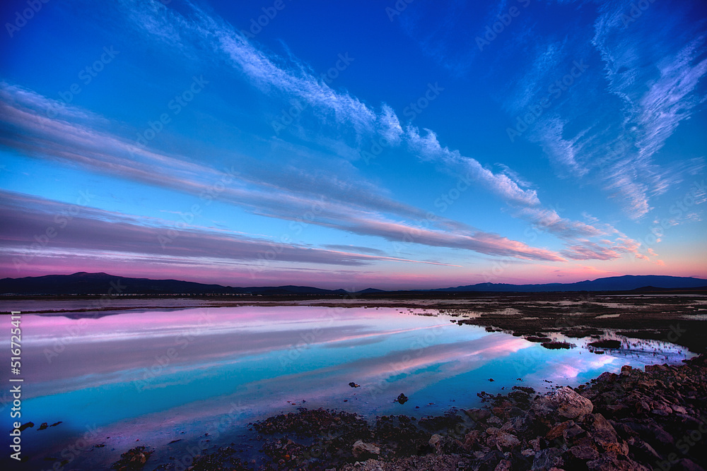 reflection of pink and blue reflection of pink and blue