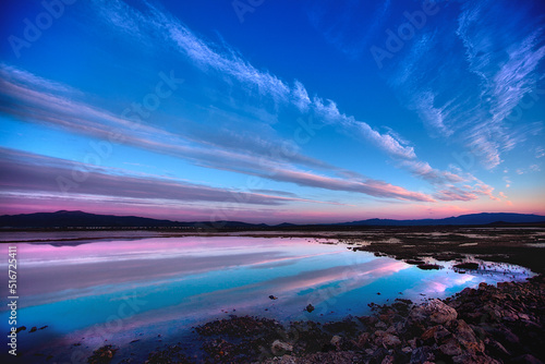 reflection of pink and blue 
