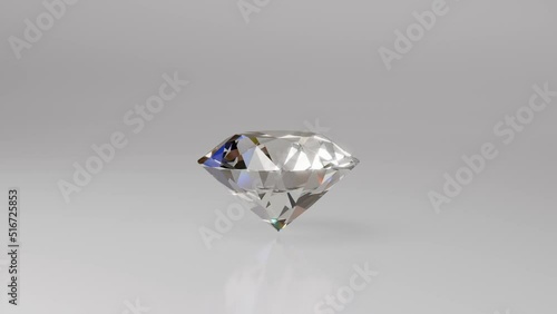 Brilliant Diamond on a Light Background, Rotating