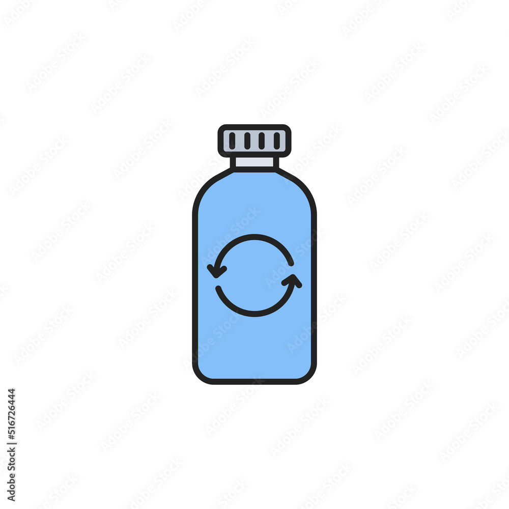 Recycle waste with plastic bottle icon. Save environment. High quality coloured vector illustration.. Recycle waste with plastic bottle icon. Save environment. High quality coloured vector illustration..