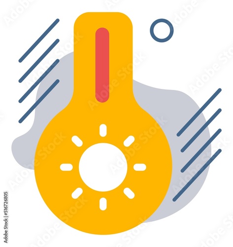 Heat hot summer temperature on thermometer icon