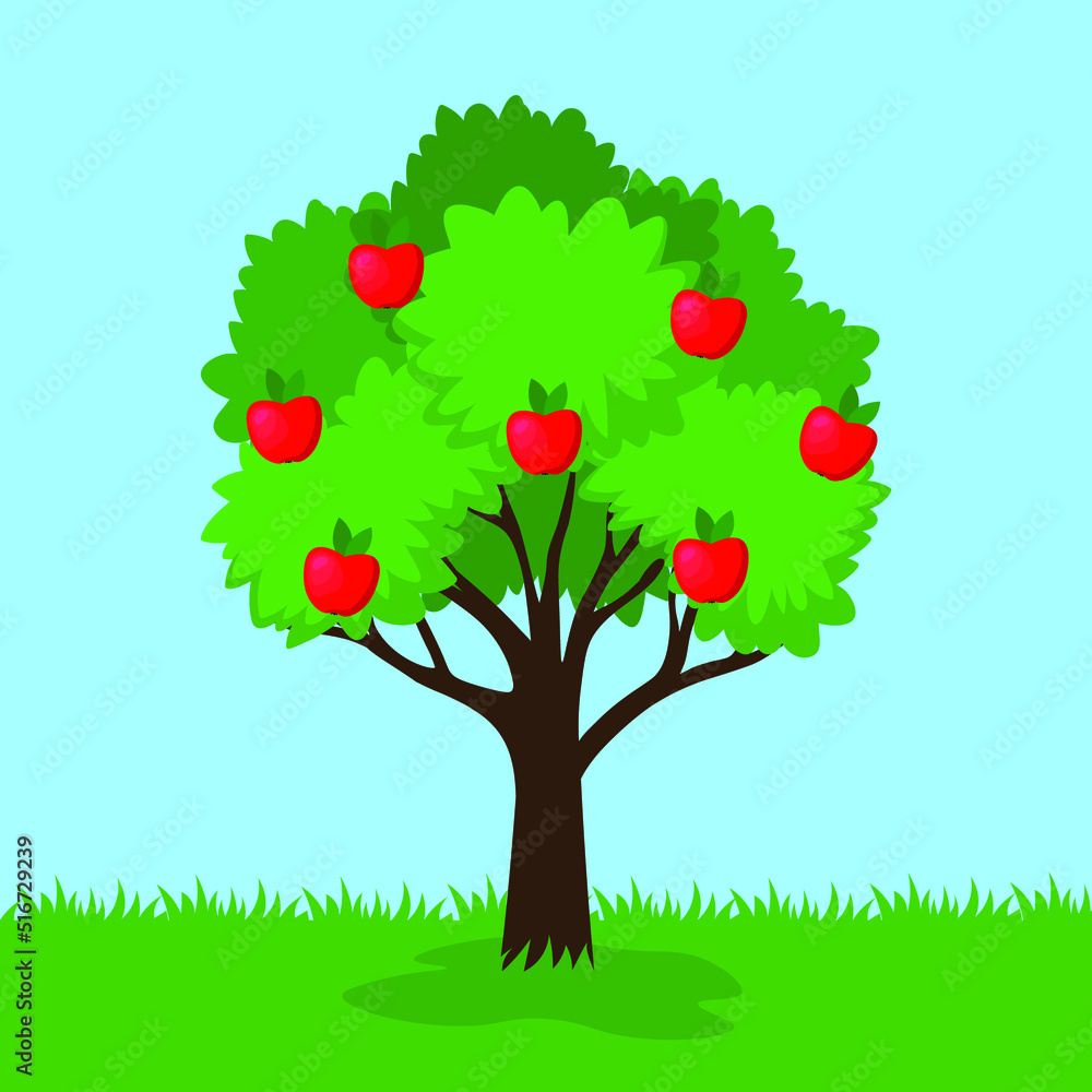 Fototapeta premium Apple tree with red apples