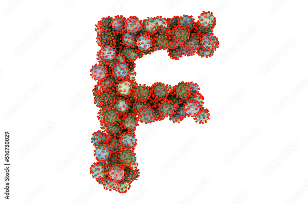 Letter F from viruses. 3D rendering Letter F from viruses. 3D rendering
