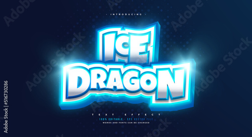 Blue Ice Dragon Text Style. Editable E-sport Text Style with Ice and Glowing Effect