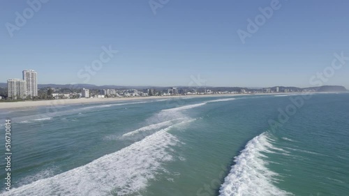 Wallpaper Mural Foamy Ocean Waves At Palm Beach In Gold Coast, Queensland, Australia - aerial drone shot Torontodigital.ca
