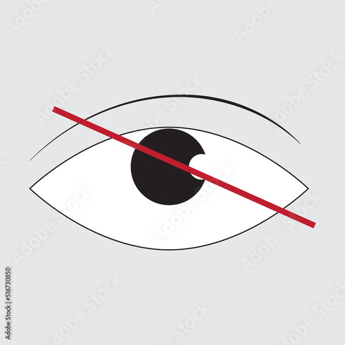 crossed eye vector icon waning symbol for video and photo illustration