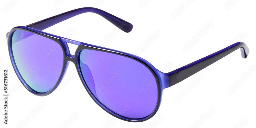 Blue stylish fashion sunglasses, isolated on white background Blue stylish fashion sunglasses, isolated on white background
