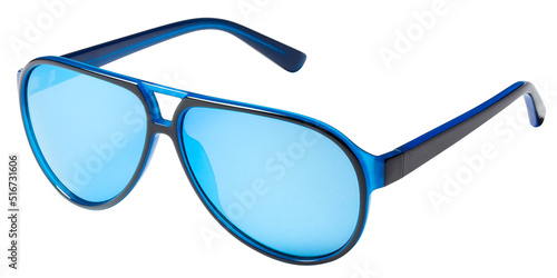 Blue stylish fashion sunglasses, isolated on white background