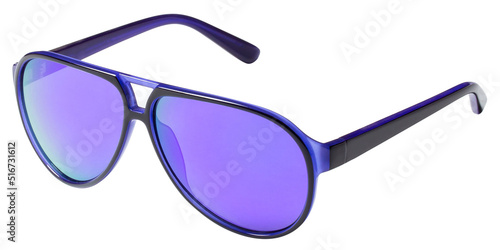 Blue stylish fashion sunglasses, isolated on white background