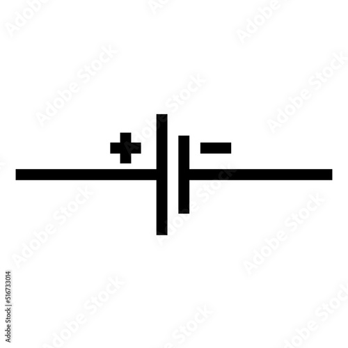 direct current supply symbol - electronic symbol with black color isolated on white