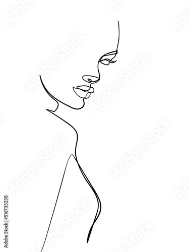 One line drawing face and body. Modern minimalism art. - Vector illustration