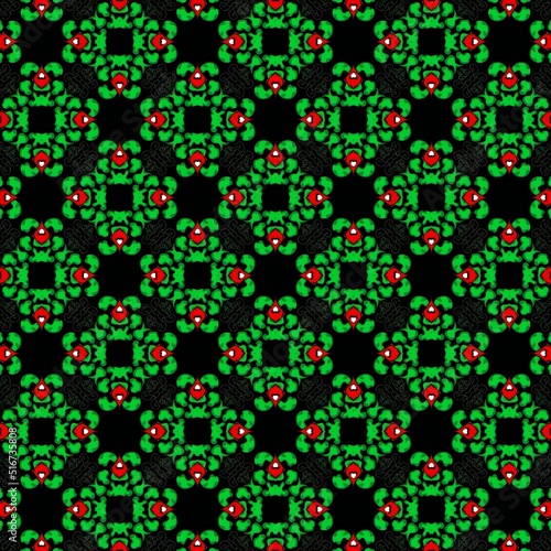 Elegant Fractal Pattern, Background,  HD, Unique -green and red Vintage -  (ID: 516735808)