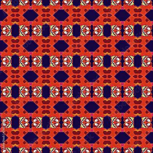 Elegant Fractal Pattern, Background,  HD, Unique -orange  and blue - geometric vintage (ID: 516735844)