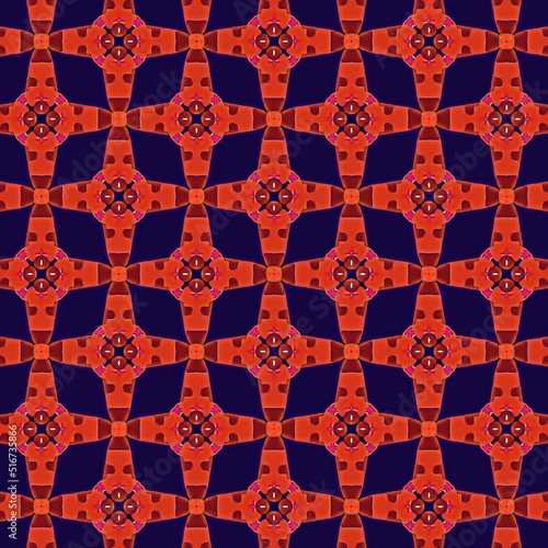 Elegant Fractal Pattern, Background,  HD, Unique - Orange and blue - geometric vintage (ID: 516735866)