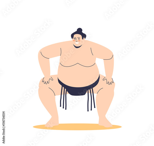 Male sumo fighter ready for competition. Traditional japanese wrestler. Martial arts and japan sport