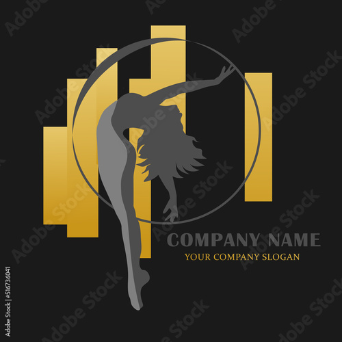 Dance academy logo, female dancer, symbol of female dancers