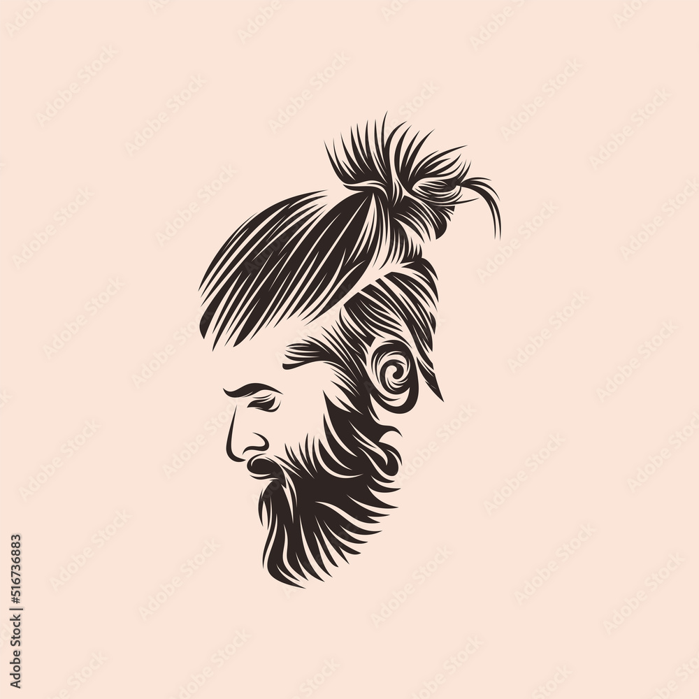 Beard barber logo design vector template Beard barber logo design vector template