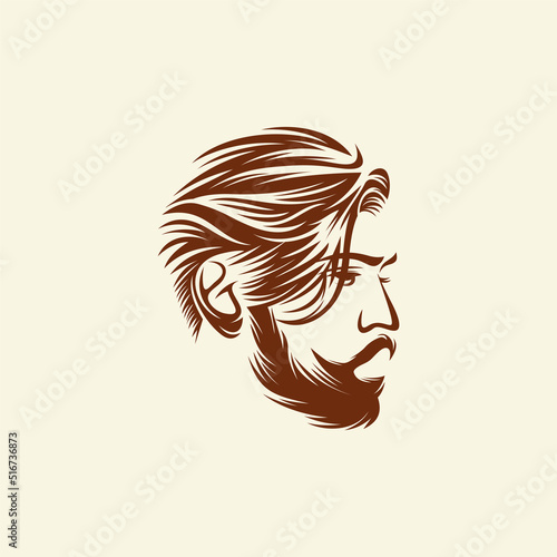 Beard barber logo design vector template