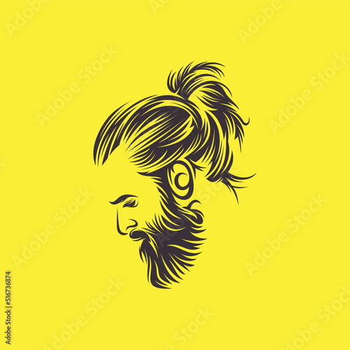 Beard barber logo design vector template