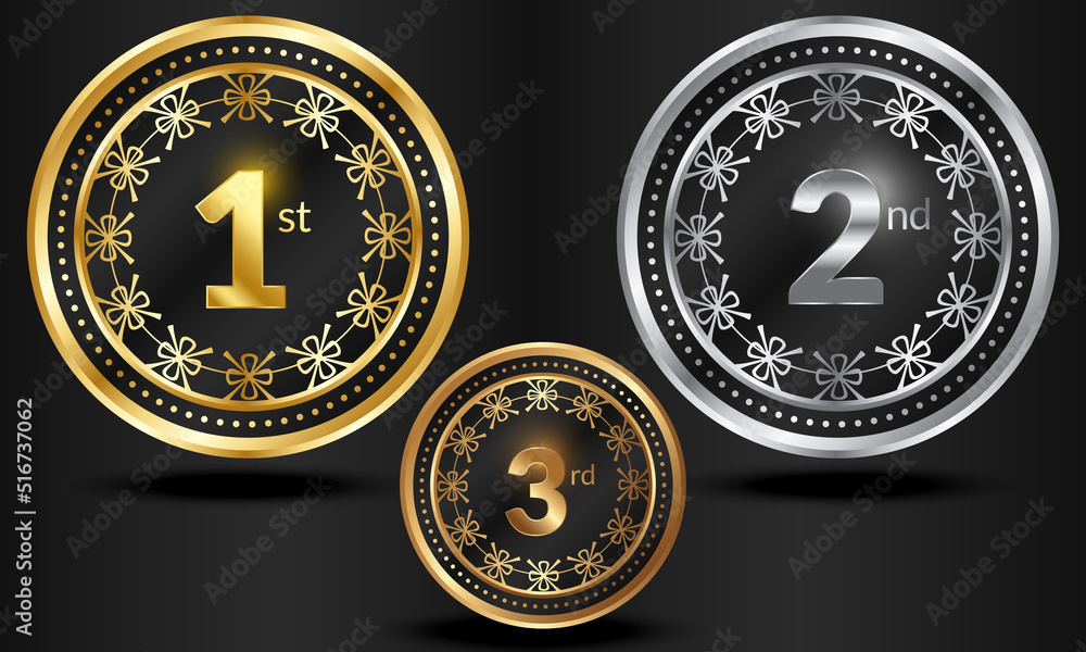 luxury winner badge collections, gold, silver, bronze luxury winner badge collections, gold, silver, bronze