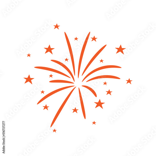 Bursting firework with stars and sparks isolated vector illustration.