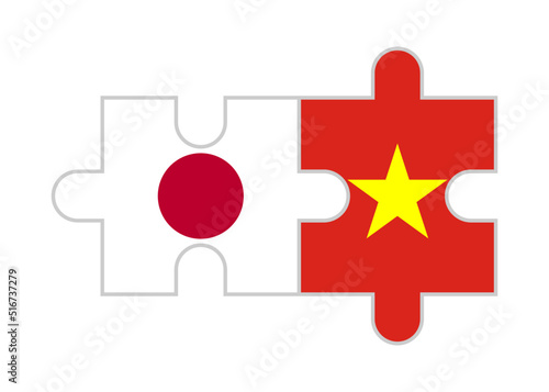 puzzle pieces of japan and vietnam flags. vector illustration isolated on white background