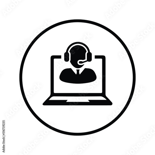 Customer service icon. Black vector graphics